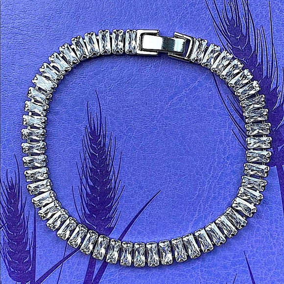 Sterling Silver Baguette Diamond Tennis Bracelet - Picture 11 of 15